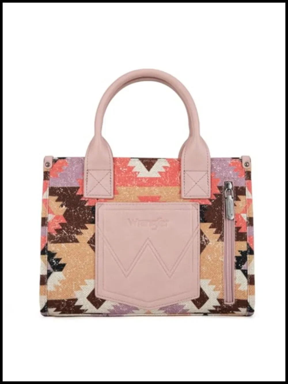 Boho Aztec Tote Bag with Leather Handles, Crossbody Strap